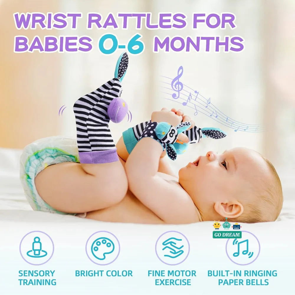 Infant Wrist Rattle Socks: Early Educational Sensory Toy
