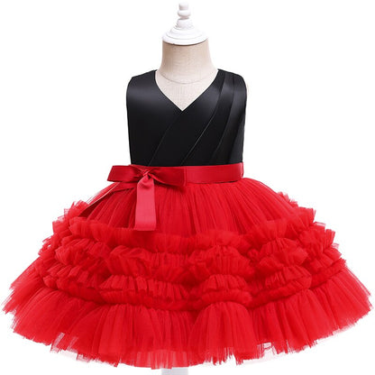 Layered Mesh Ruffles Wedding Flower Girl Party Dress