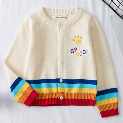 Clouds and Rainbow Print Knitted Cardigan