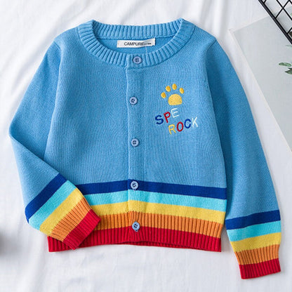 Clouds and Rainbow Print Knitted Cardigan