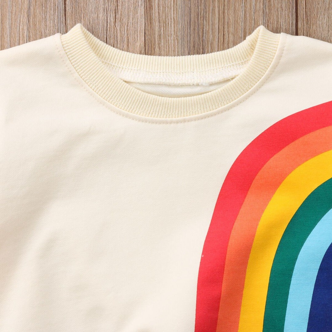 Rainbow and Sun Print Design Sweater