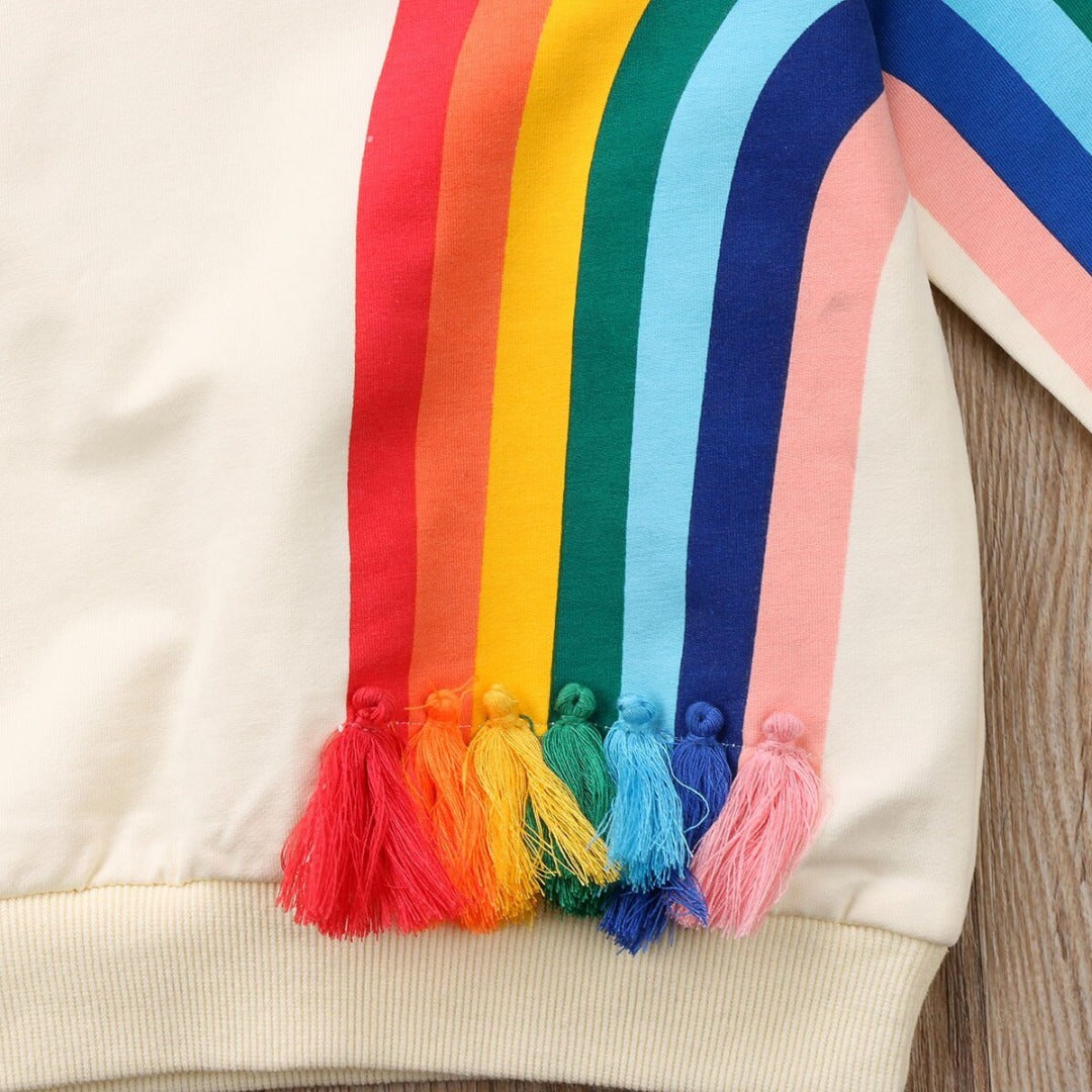 Rainbow and Sun Print Design Sweater