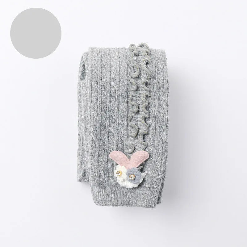 Cozy Ribbed Cotton Tights for Baby Girls - Stylish Warmth in Every Color