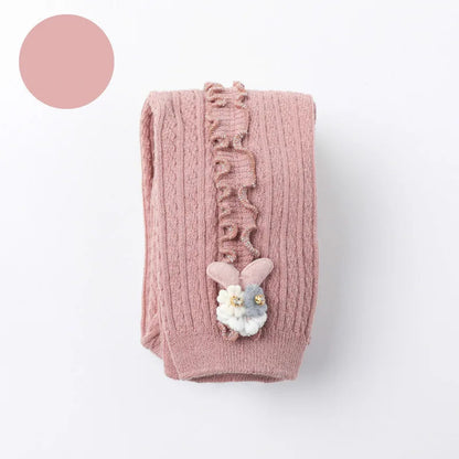 Cozy Ribbed Cotton Tights for Baby Girls - Stylish Warmth in Every Color