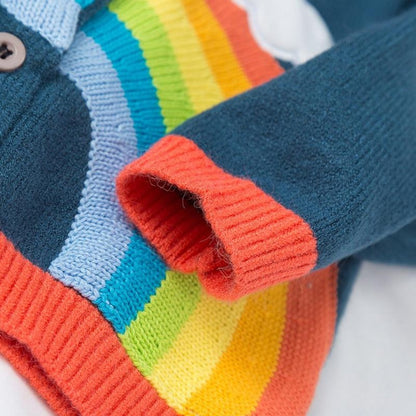 Clouds and Rainbow Print Knitted Cardigan
