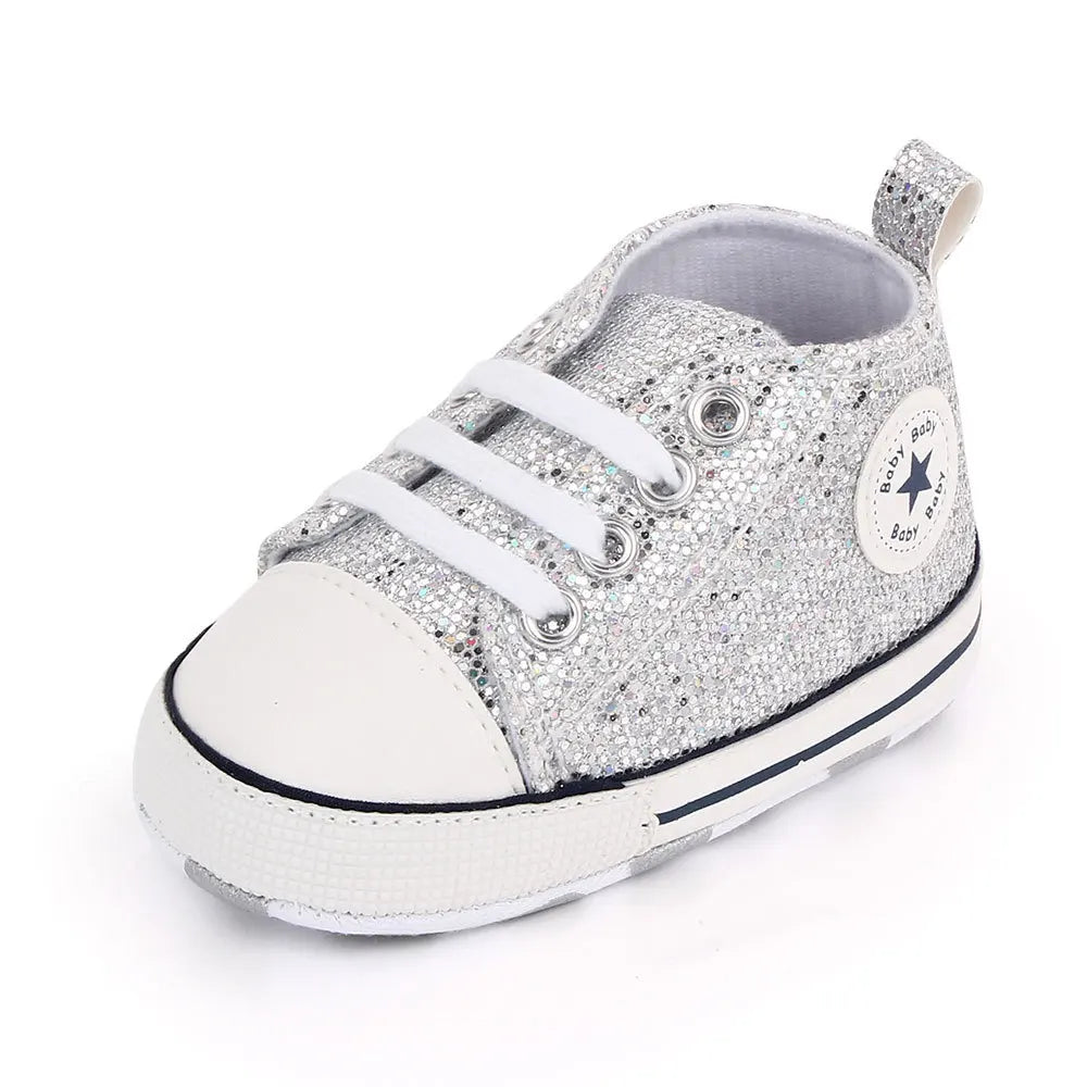 Baby Sequined Canvas Shoes - Stylish Casual First Walking Shoes