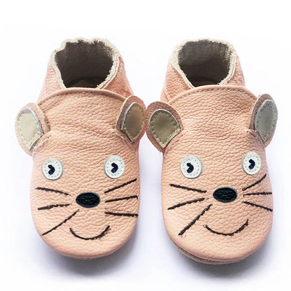 Cow Leather Baby Booties - Soft Soles, Non-Slip Infant Shoes