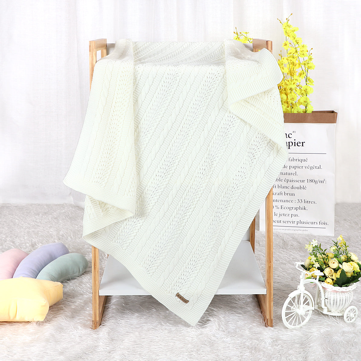 Baby Blanket Knitted Hollow Cover Blanket Windproof