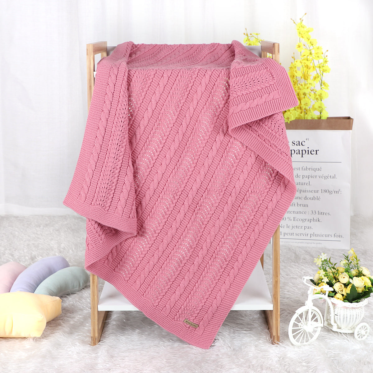 Baby Blanket Knitted Hollow Cover Blanket Windproof