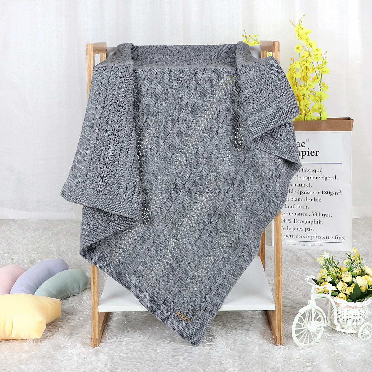 Baby Blanket Knitted Hollow Cover Blanket Windproof