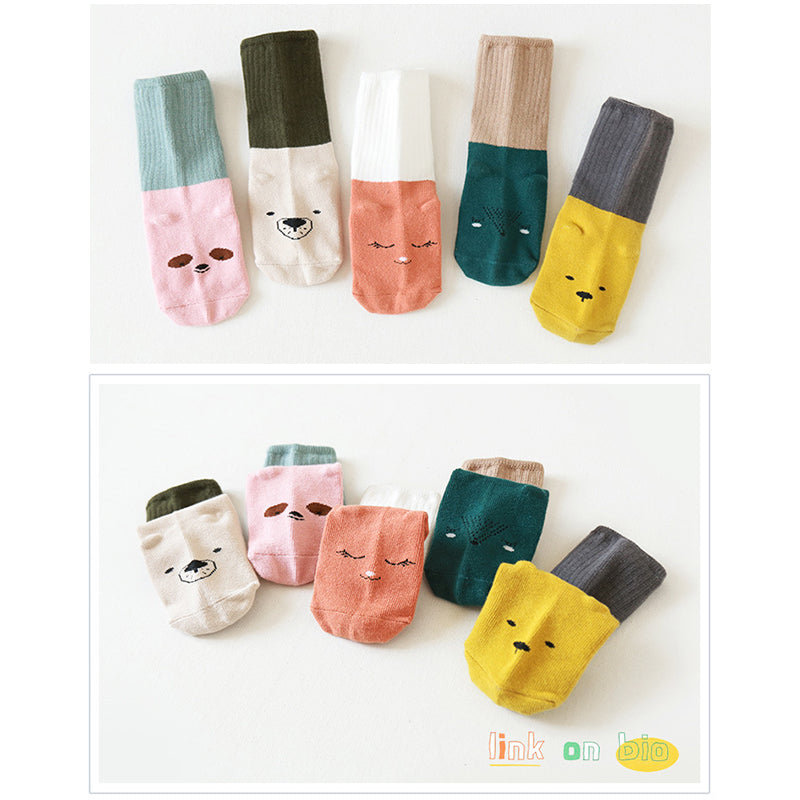 Girls Boys Letters Animals Cartoon Muslin&Ribbed Socks