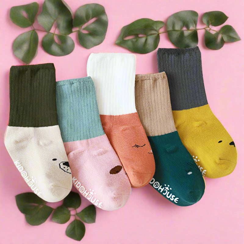 Girls Boys Letters Animals Cartoon Muslin&Ribbed Socks