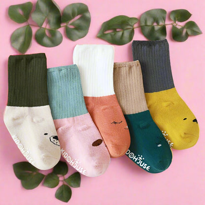 Girls Boys Letters Animals Cartoon Muslin&Ribbed Socks
