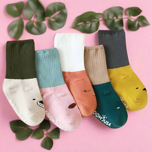 Girls Boys Letters Animals Cartoon Muslin&Ribbed Socks
