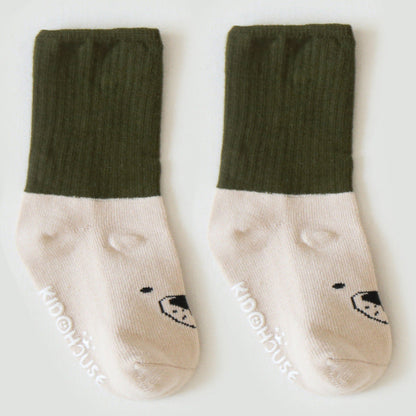 Girls Boys Letters Animals Cartoon Muslin&Ribbed Socks