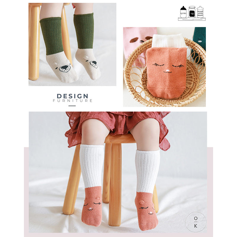 Girls Boys Letters Animals Cartoon Muslin&Ribbed Socks