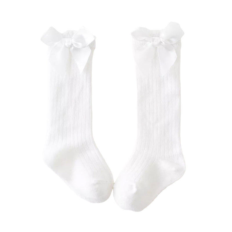 Baby Girl Bowknot Decor Plain Socks