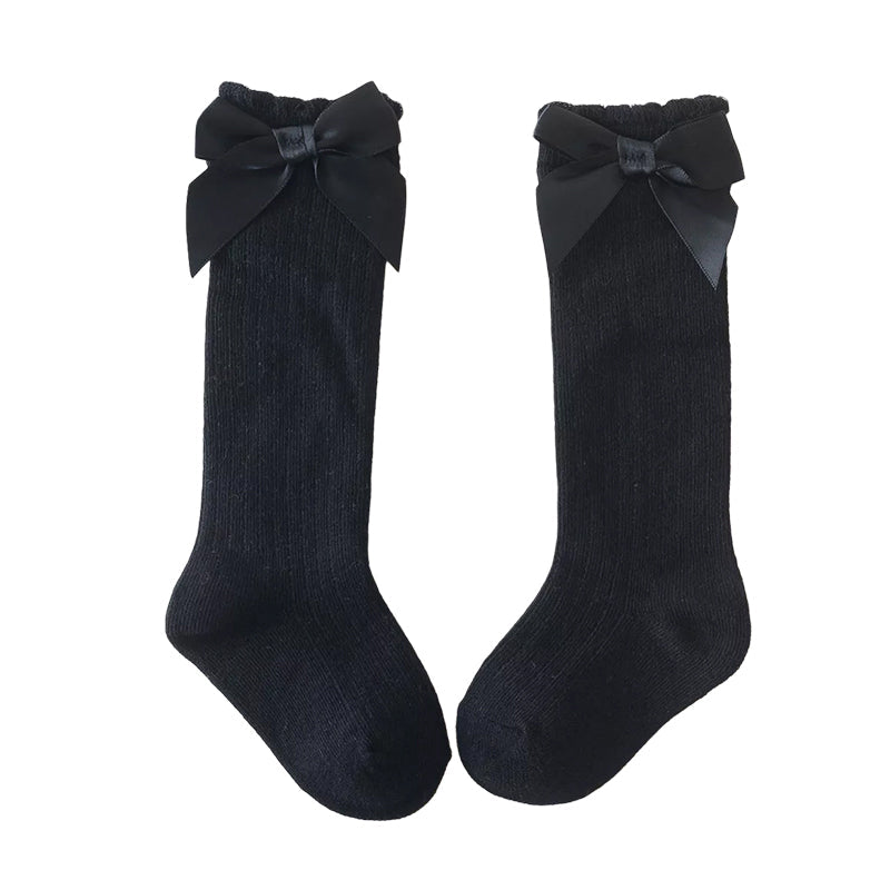 Baby Girl Bowknot Decor Plain Socks