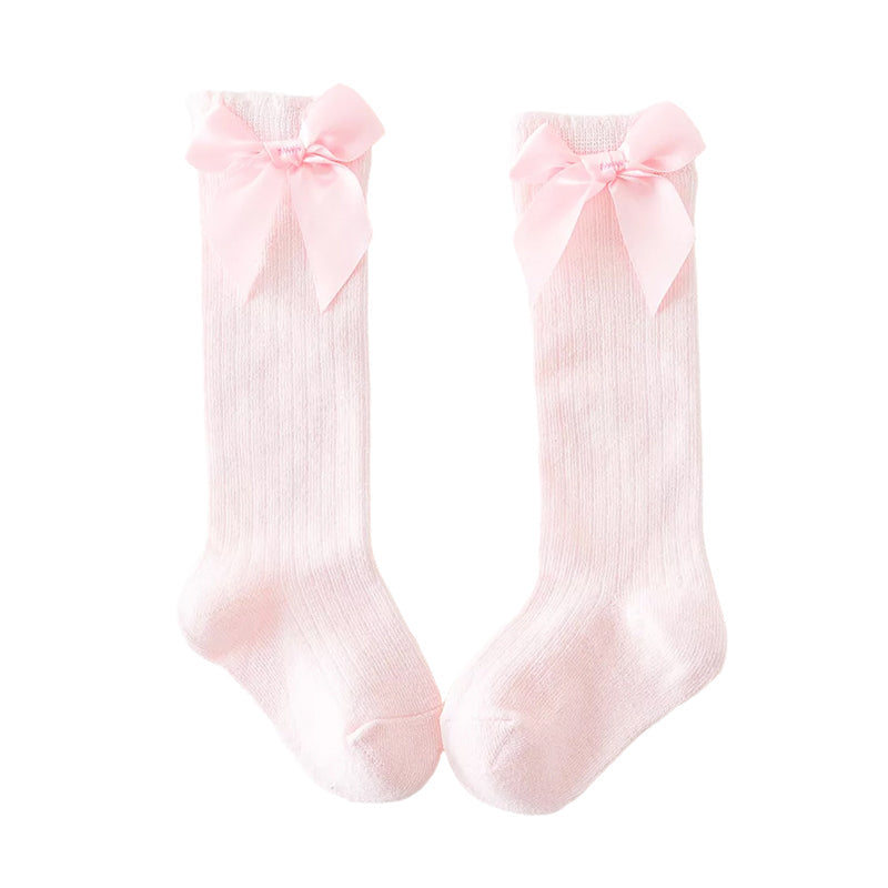 Baby Girl Bowknot Decor Plain Socks