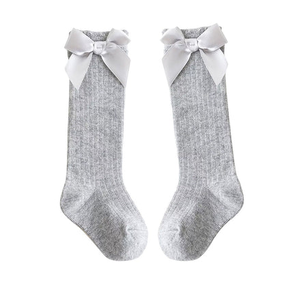 Baby Girl Bowknot Decor Plain Socks