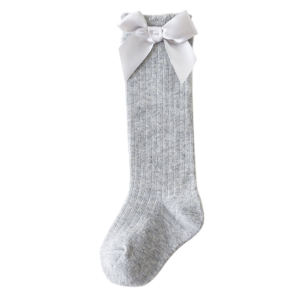 Baby Girl Bowknot Decor Plain Socks