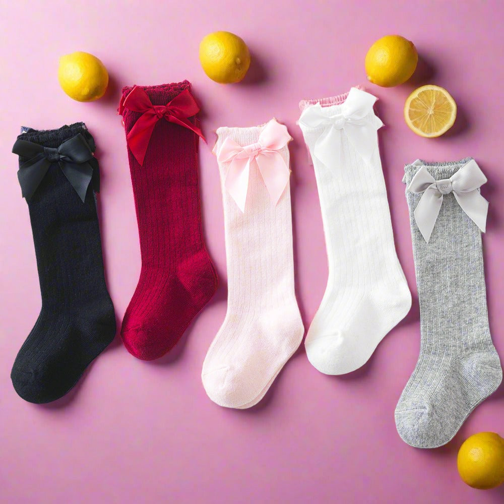 Baby Girl Bowknot Decor Plain Socks
