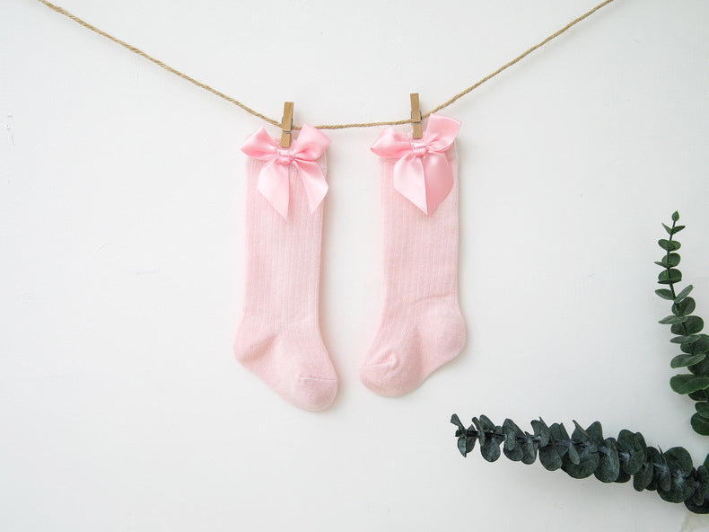 Baby Girl Bowknot Decor Plain Socks