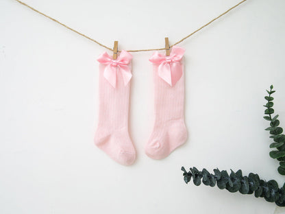 Baby Girl Bowknot Decor Plain Socks