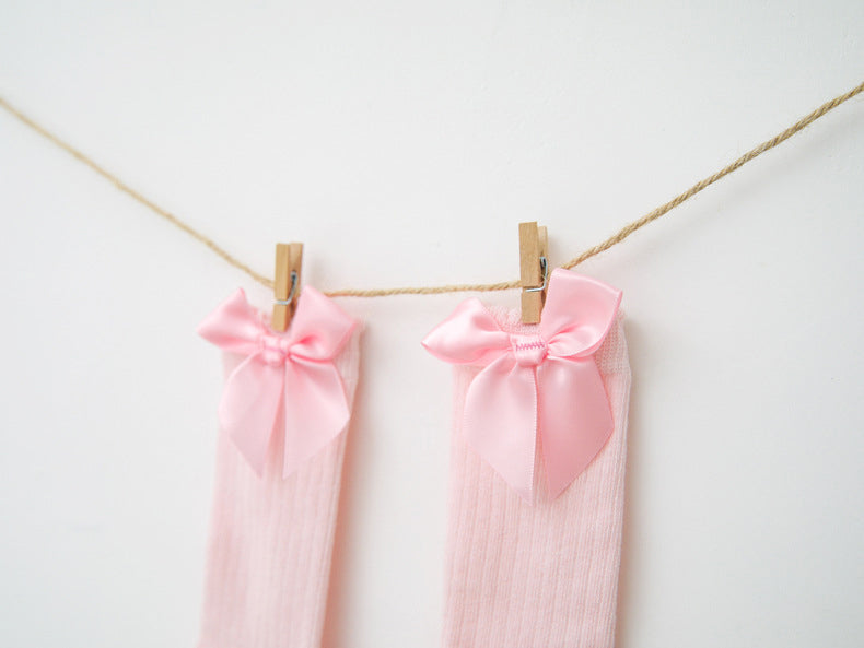Baby Girl Bowknot Decor Plain Socks
