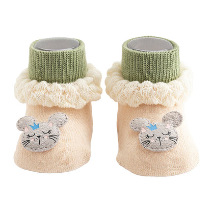 Baby Girls Boys Color-blocking Flower Animals Cartoon Lace