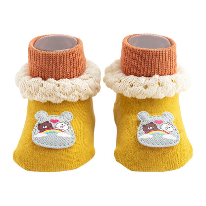 Baby Girls Boys Color-blocking Flower Animals Cartoon Lace