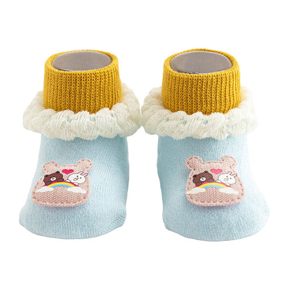 Baby Girls Boys Color-blocking Flower Animals Cartoon Lace