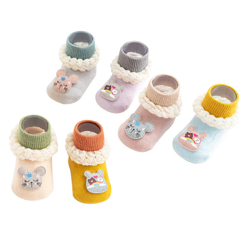 Baby Girls Boys Color-blocking Flower Animals Cartoon Lace