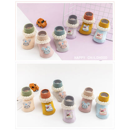 Baby Girls Boys Color-blocking Flower Animals Cartoon Lace