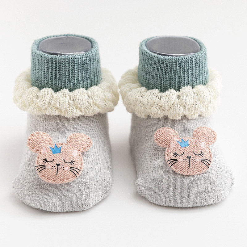 Baby Girls Boys Color-blocking Flower Animals Cartoon Lace