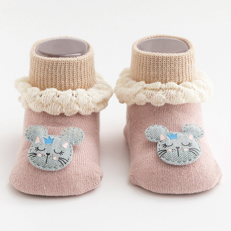 Baby Girls Boys Color-blocking Flower Animals Cartoon Lace