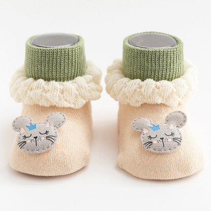 Baby Girls Boys Color-blocking Flower Animals Cartoon Lace