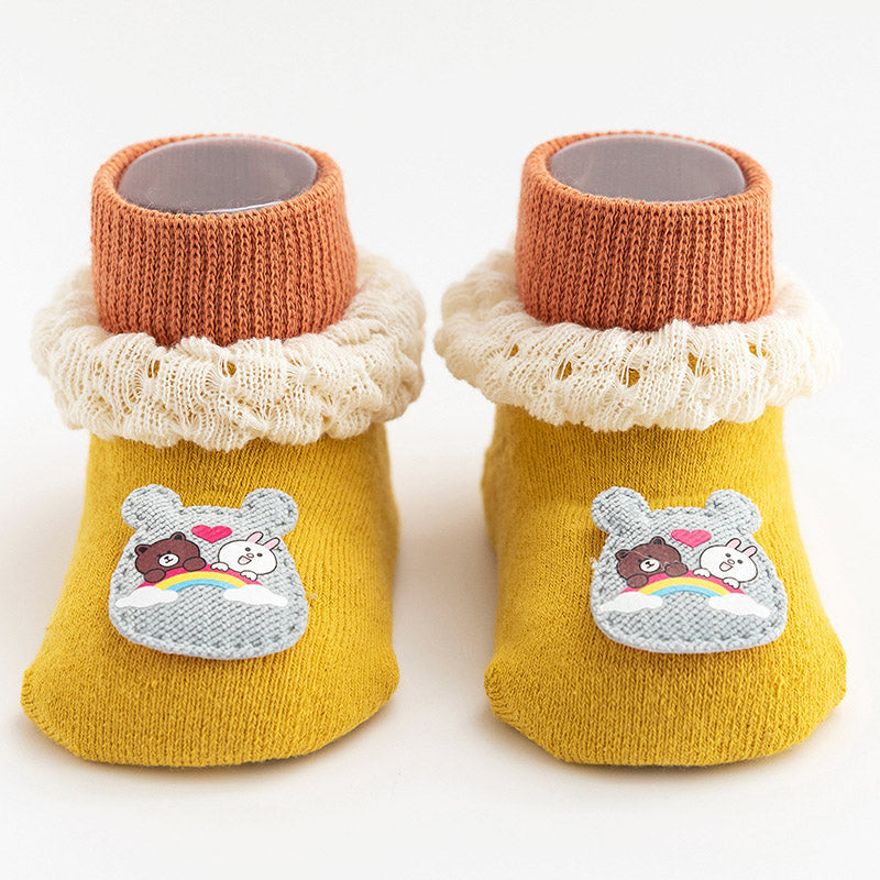 Baby Girls Boys Color-blocking Flower Animals Cartoon Lace