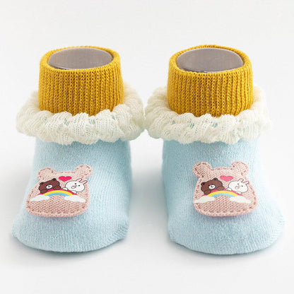 Baby Girls Boys Color-blocking Flower Animals Cartoon Lace