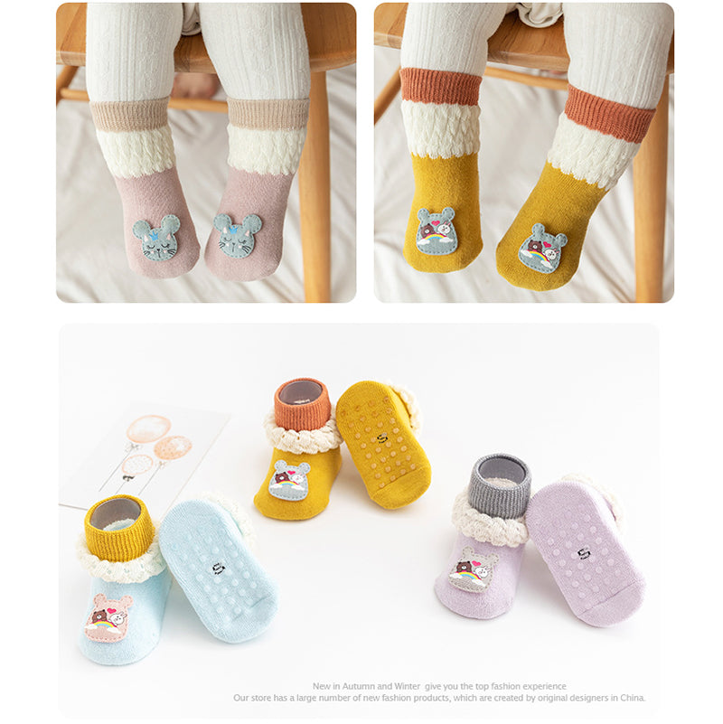 Baby Girls Boys Color-blocking Flower Animals Cartoon Lace