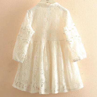 Classic Floral Pattern Long Sleeve Full Lace Dress