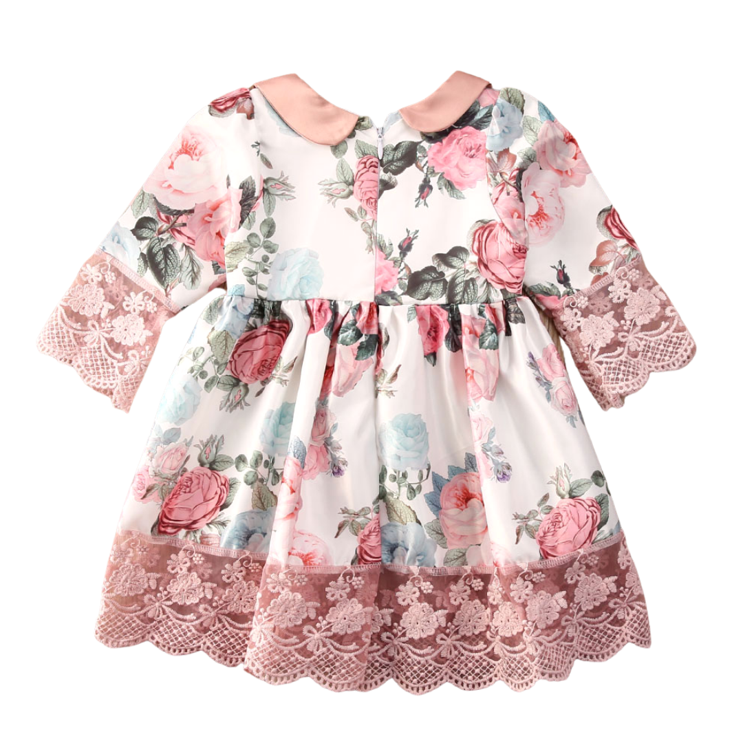 Floral Prints and Lace Design Baby Princess Dress