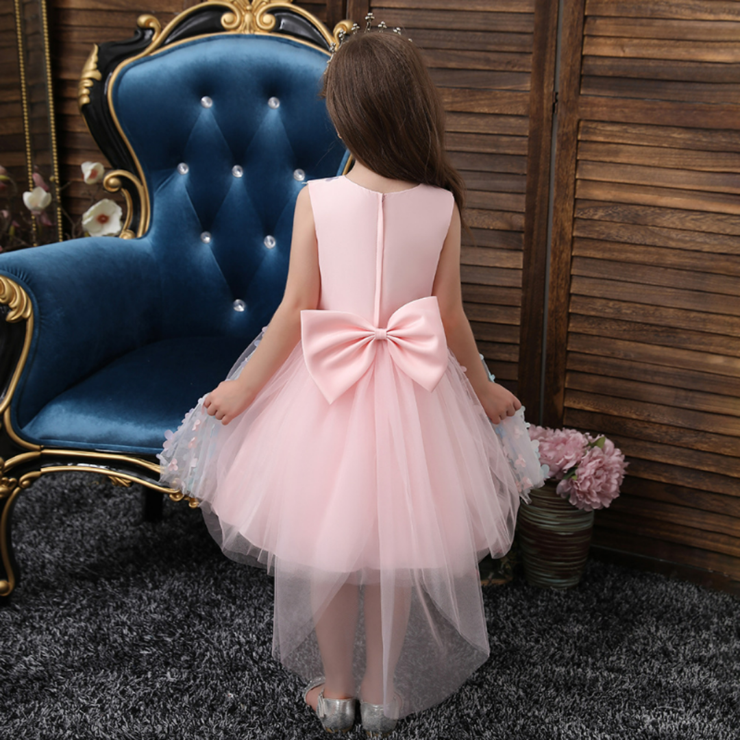Ombre Floral and Pearl Applique Design Princess Party Dress