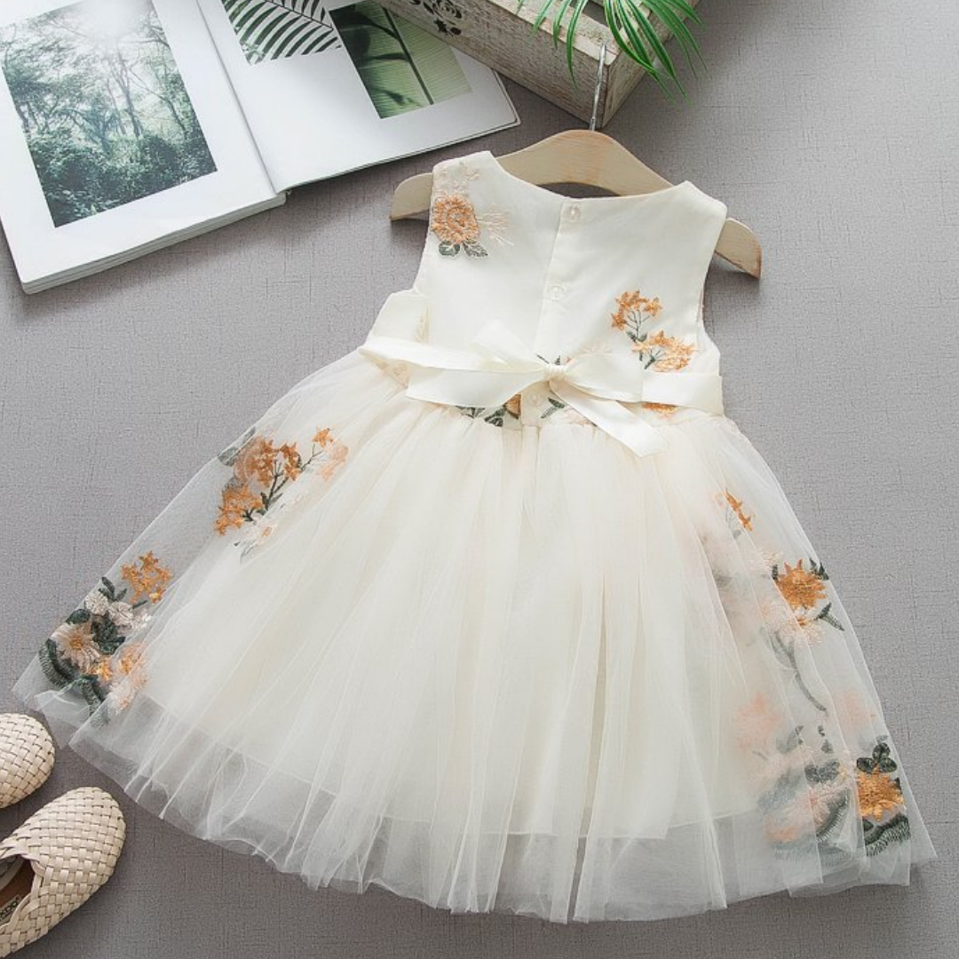 Floral Embroidered Pattern Sleeveless Princess Casual Dress