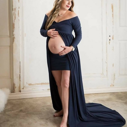 Off Shoulder Maternity Maxi Dress Mom and Me Matching Outfit