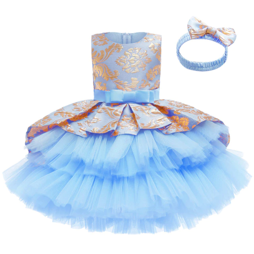 Layered Tutu Wedding Flower Girl Dress and Headband Set