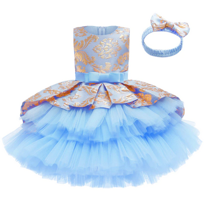 Layered Tutu Wedding Flower Girl Dress and Headband Set