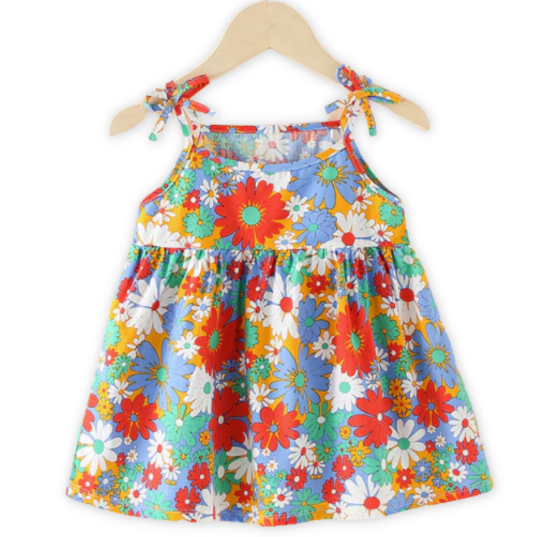 Sweet Prints Ribbon Strap Baby Girl Sundress