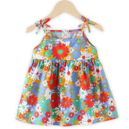Sweet Prints Ribbon Strap Baby Girl Sundress