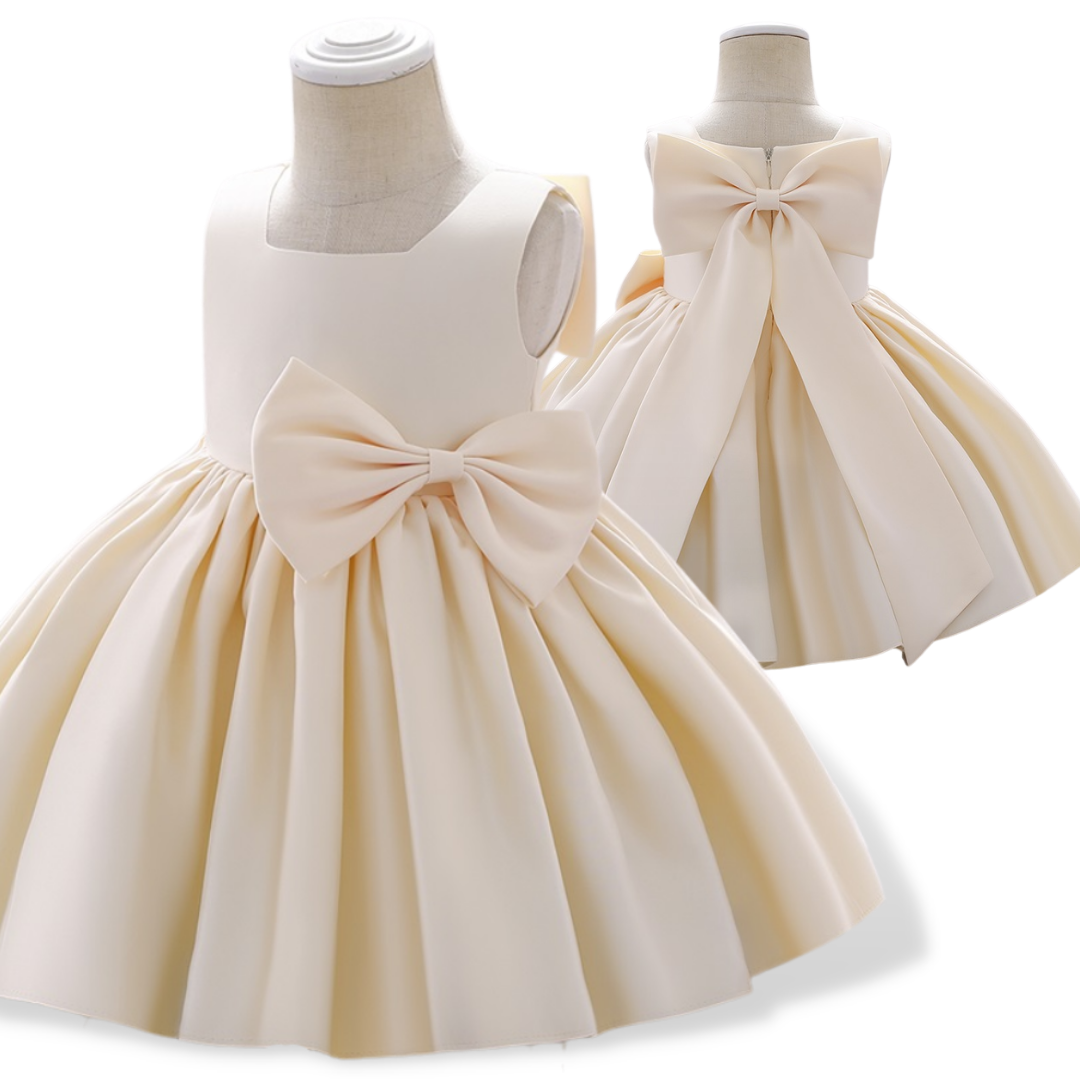 Big Bow Design Silky Baby Girls Sleeveless Party Dress